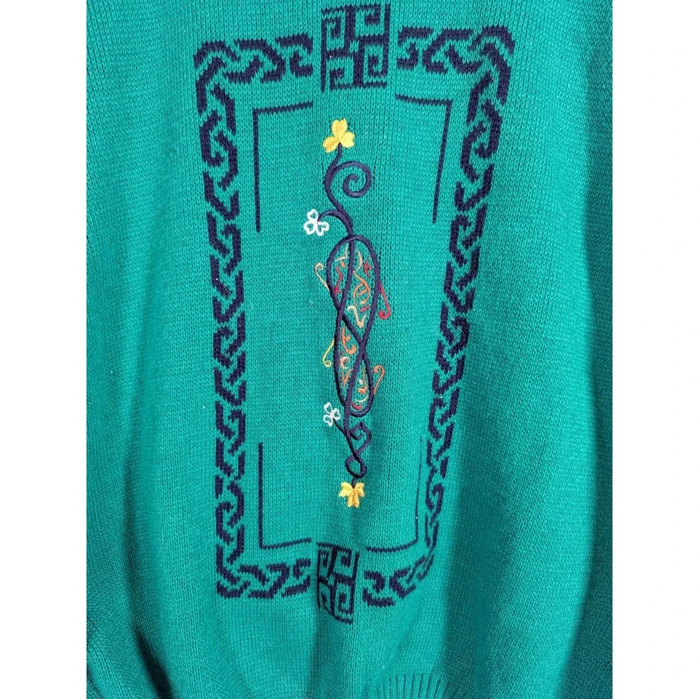 Emerald Isle Crew Neck Claddagh Sweater Shamrock Knit Irish St Patrick Small